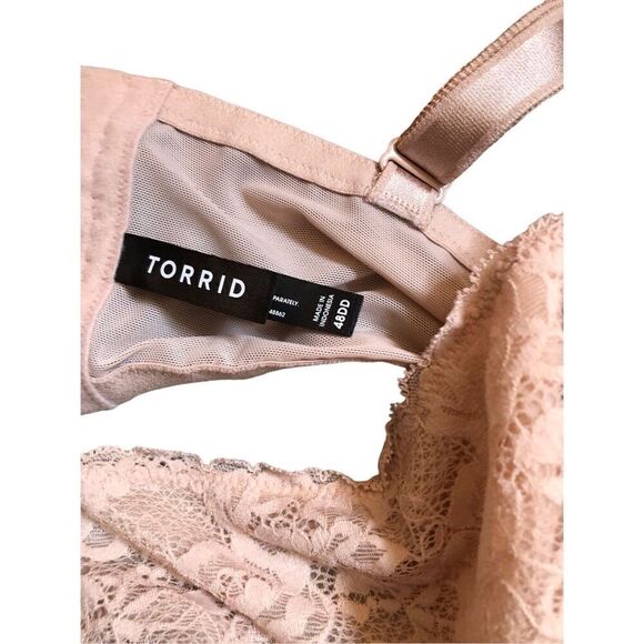 Torrid Full-Coverage Unlined Lace Straight Back Bra nude size 48 DD - Picture 10 of 11
